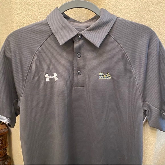 UNDER ARMOUR Men Gray UCLA Embroidery Polo Short Sleeve Top Size Medium - Picture 2 of 7